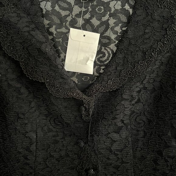 BNWT TALBOTS crochet lace lined blazer / jacket / top (2P) classic black - Picture 6 of 7